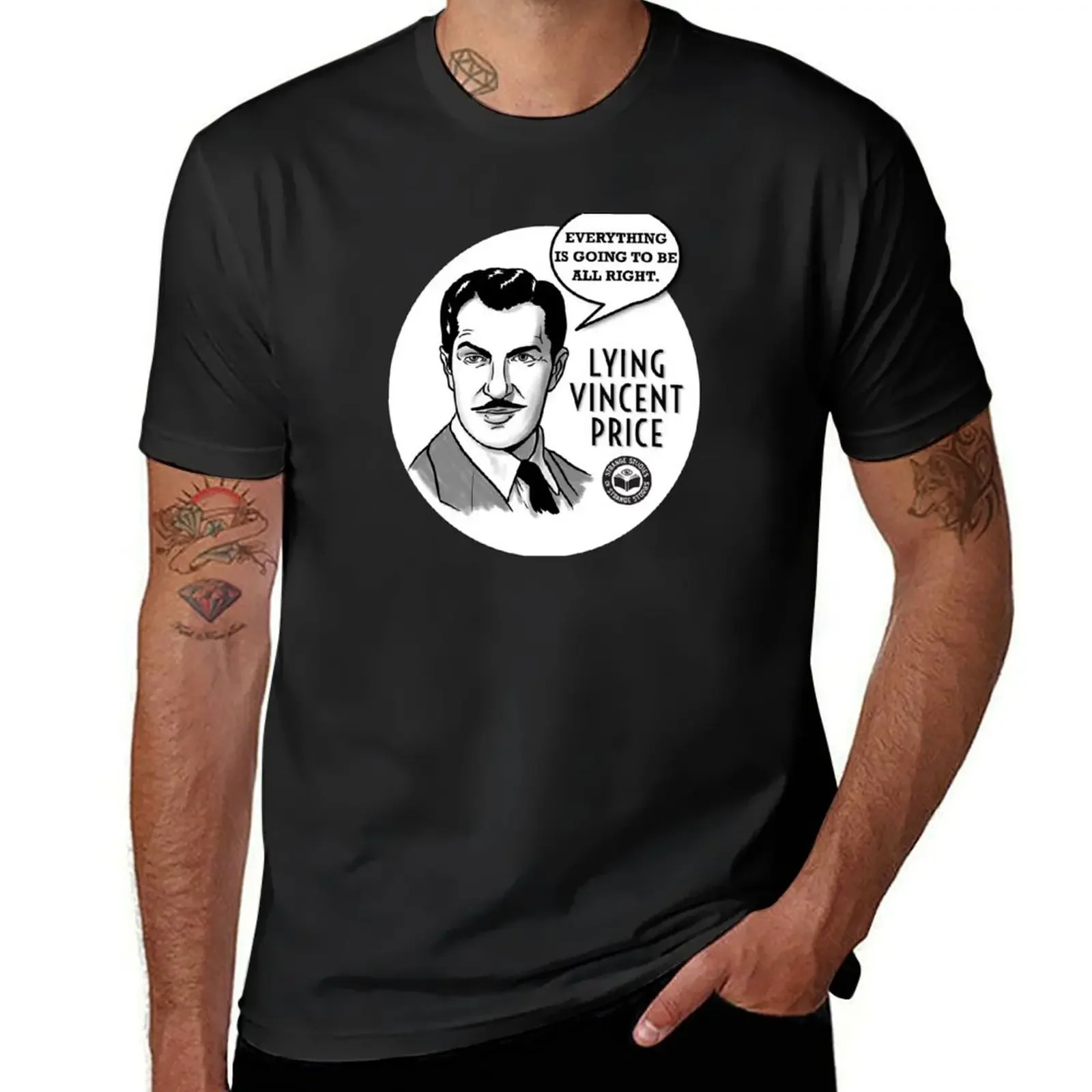 

Lying Vincent Price - Everything is Going To Be All Right - Black T-Shirt sports fans anime tshirt anime shirts men