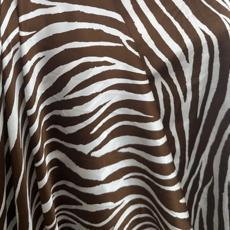 1 meter 100% Mulberry Silk 21 momme Charmeuse Silk Fabric Zebra Stirpes Print 138cm 54