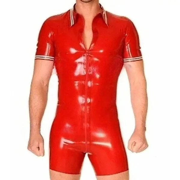

customized Nature rubber playsuit latex sportwear fashion bodysuit with zipper handmade rubber clubwear cosplay