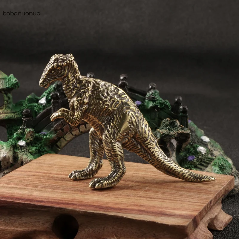 Solid Brass Jurassic Dinosaur Allosaurus Statue Office Desktop Ornaments Tea Pet Crafts Animal Figurines Miniatures Children Toy