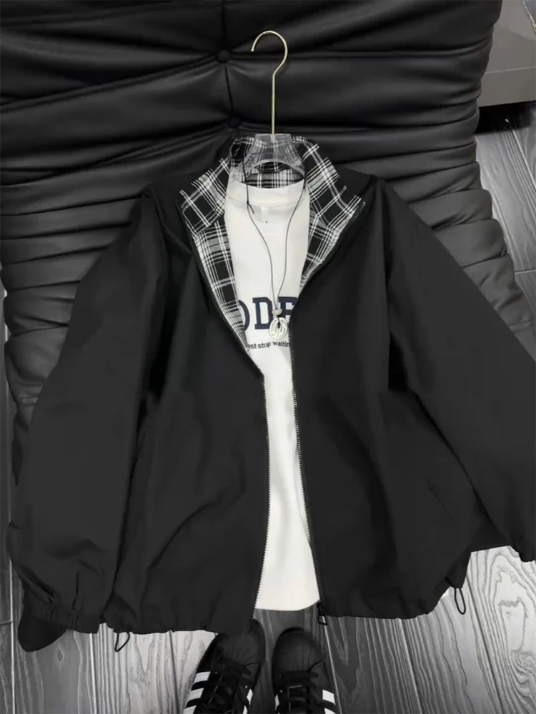 

Bla Plaid Men's Baseball Jaet Autumn Spring Vintage Cleanfit Stand Collar Trendy High-End Sportswear Casual Loose Fit