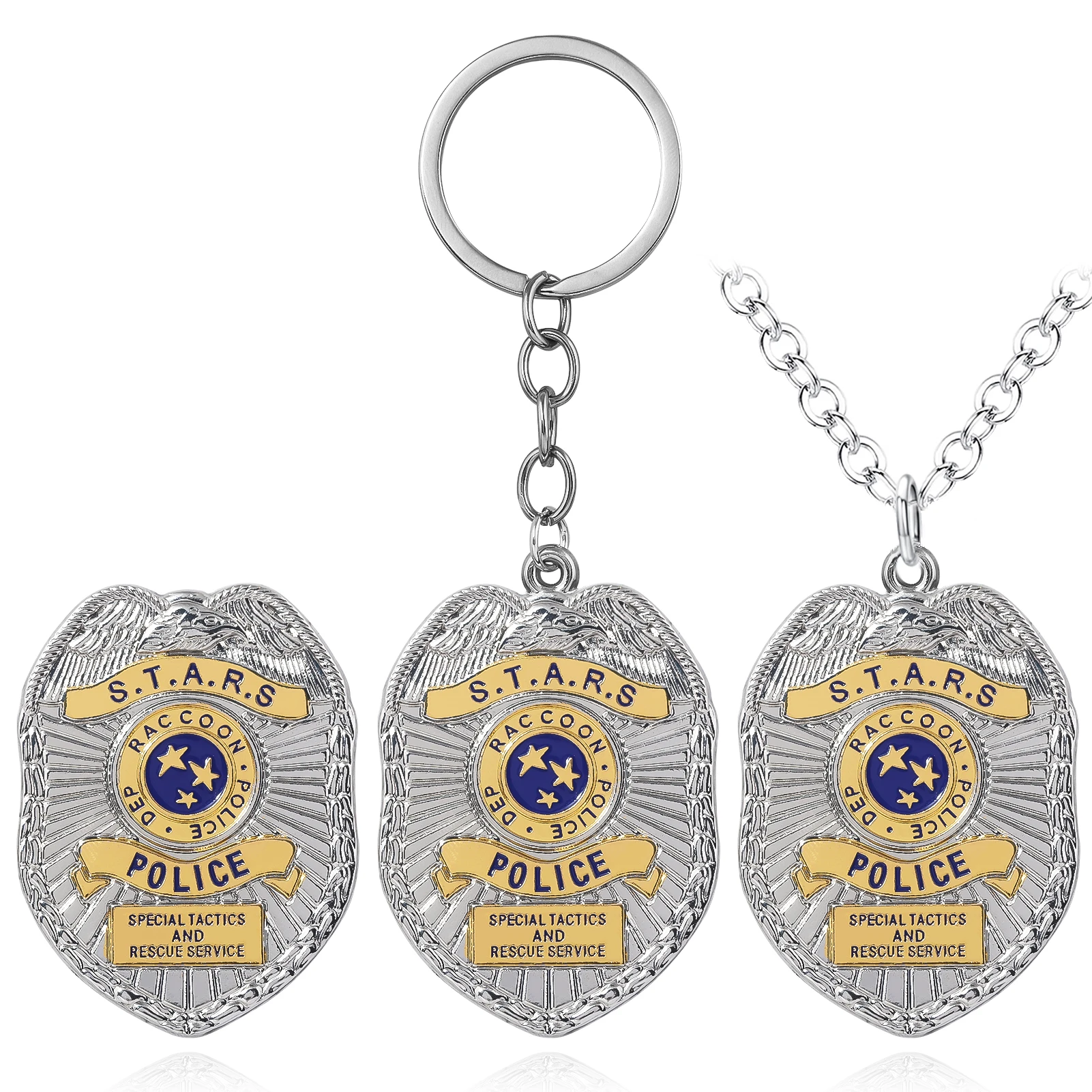 Residents Evils Keychain Police Department RPD S.T.A.R.S Shield Badge Pendant Key Chain for Women Men Cosplay Jewelry Gift