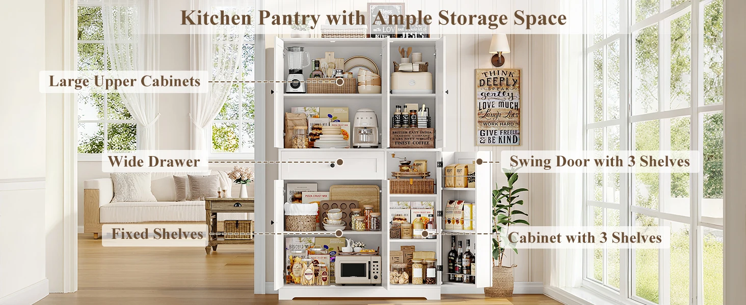 kitchen pantry cabinet with drawers