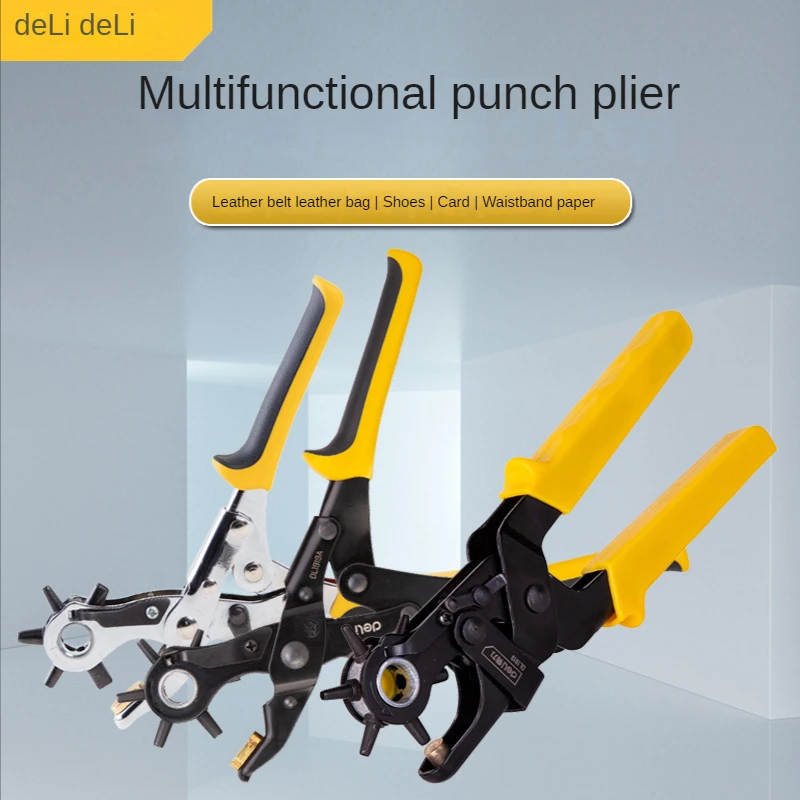 

Deli 360°Revolving Leather Punch Plier Punch Hole Tool Puncher for Belt Saddle Watch Bands Strap Shoe Fabric Paper Working Tool