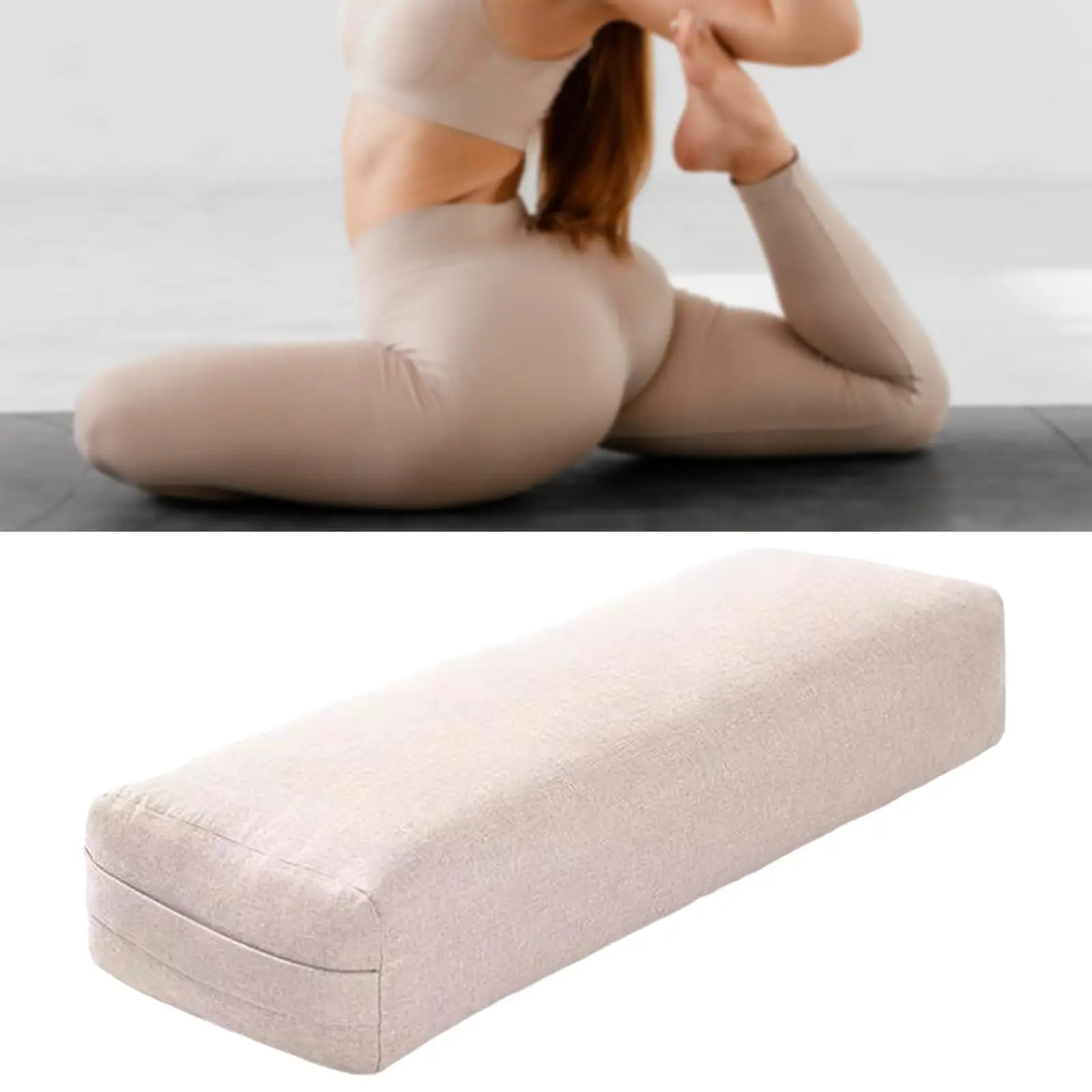 

Yoga Bolster Pillow Washable Cover with Handle Lightweight Meditation Pillow