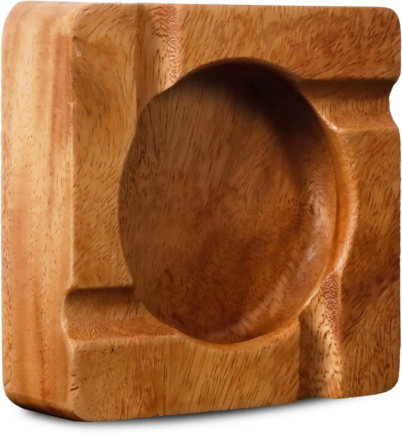 

Square Wooden Cigar Ashtray - 4 Slot Desktop Holder for Home Office, Vintage Gift