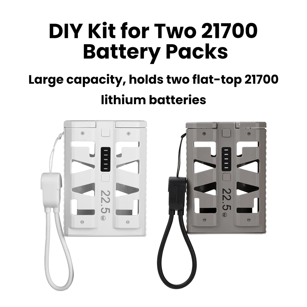 22.5W Fast Charging 2 Slots 21700 Battery Power Bank Case DIY Kit Type C One Click Battery Swap Dual Mode Portable Charger Shell