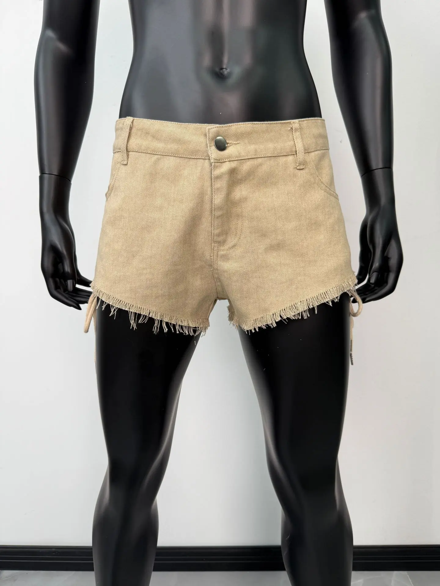 2026 New Summer Women's Lace-up Strap Denim Shorts Washed Beach Y2k Shorts