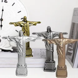 Jesus Figurine Statue Brazil Christ the Redeemer Statue Tabletop Sculpture Metal Crafts Big Ben World Famous Building Home Decor