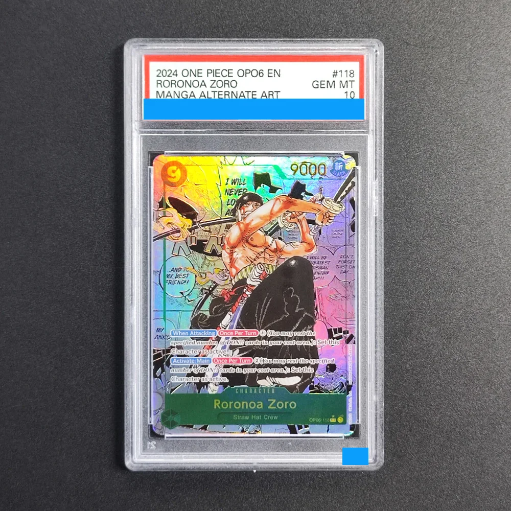 

Proxy DIY 2024 ONE PIECE OPO6 EN RORONOA ZORO 118 Rating Card 10 Special Art Rare Gem Mt 10 Card Holographic Labels Gift Cards