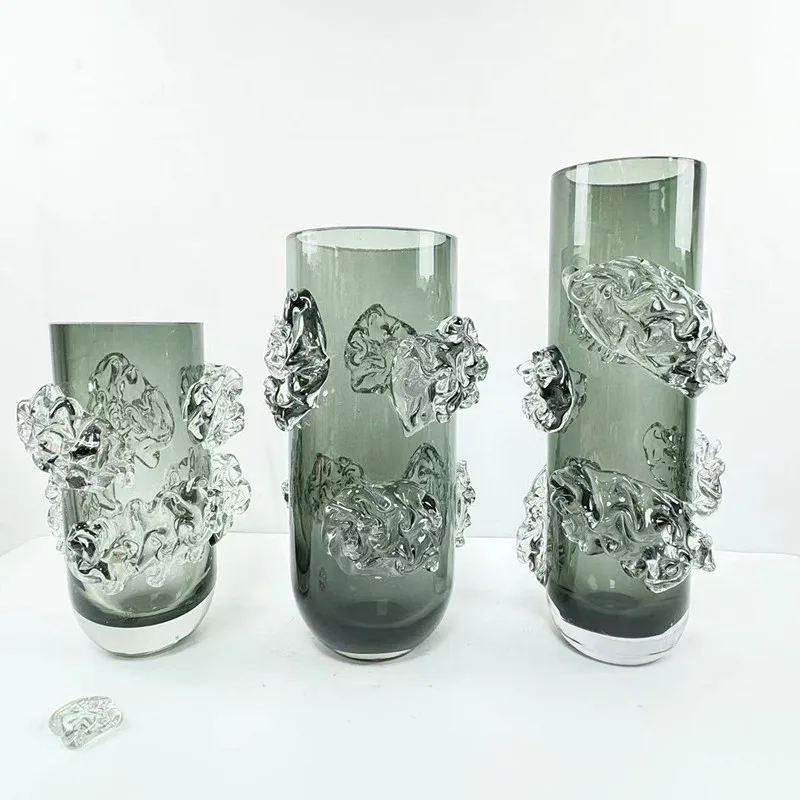Nordic glass vase light luxury ornament creative glass art vase, soft ornament flower decoration