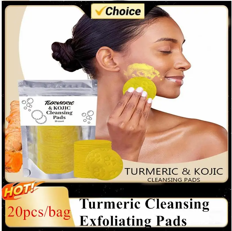 

Turmeric Cleansing Pads 20Pcs Deep Exfoliating Massage Balance Oil Removing Dead Skin Dark Shrink Pores Smooth Face Cleansing