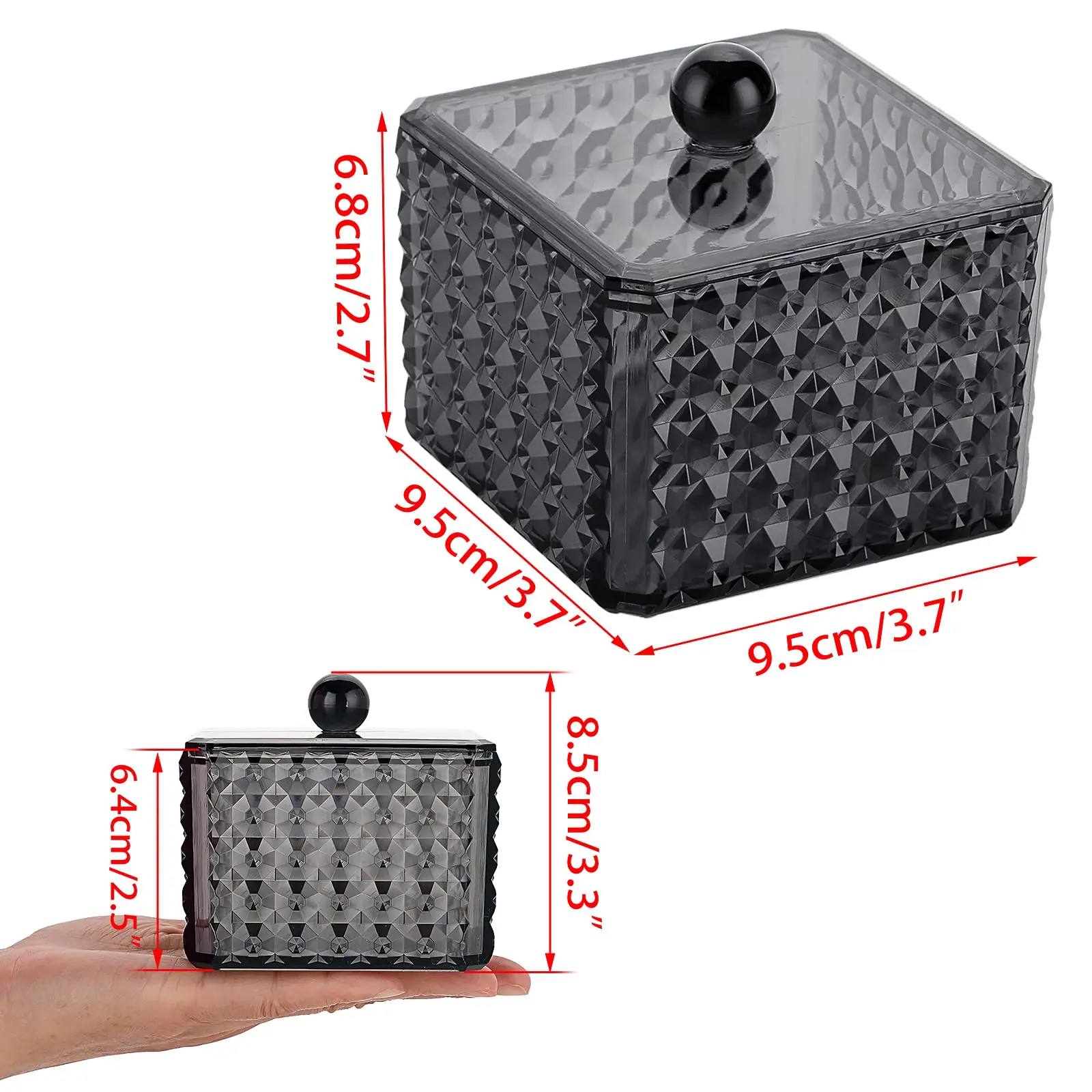 4Pcs Cotton Swab Ball Pad Holder Acrylic Apothecary Jar Dispenser Cotton Balls Canister Jar with Lid, Bathroom Storage Organizer