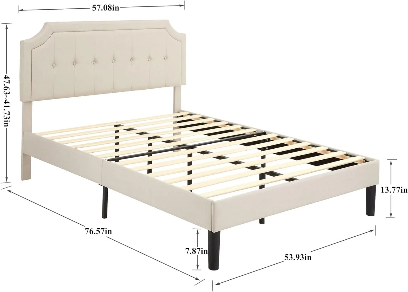 VECELO Upholstered Platform Bed Frame w/ Adjustable Headboard, Wooden Slats Support, No Box Spring Needed,Modern Style,Full Size