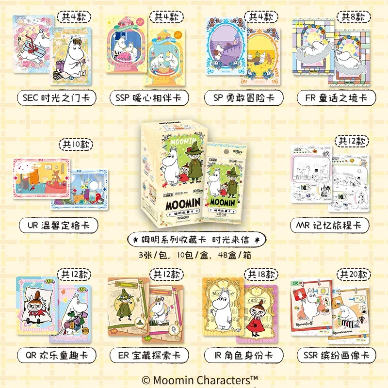 Tempo japonês letra Genuine Moomin Cards, cartões de coleção periférica, brinquedos infantis, presentes