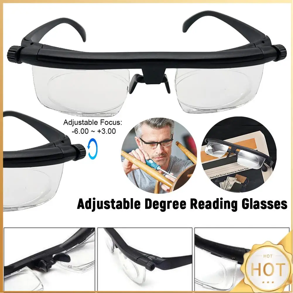 

Vision Zoom Reading Glasses -6D To +3D Adjustable Degree Reading Glasses Focal Length Correction Distance Focus Reading Glasses