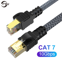 FSU Cat 7 Ethernet Cable,Nylon Braided Flat LAN Cable with 10Gbps High Speed,Compatible with Gaming PS5/4/3 Xbox PC Laptop Route