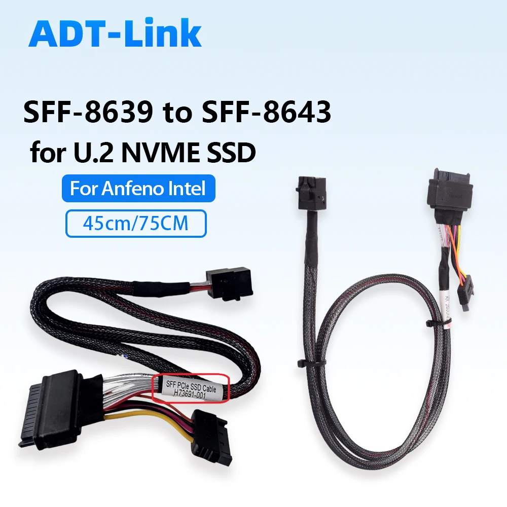 SFF-8639 To SFF-8643 U. 2 Data Cable  for Amphenol Intel U2 Solid State Drive Expansion Card U.2/U.3 SSD Supports PCIe 4.0 0.75m