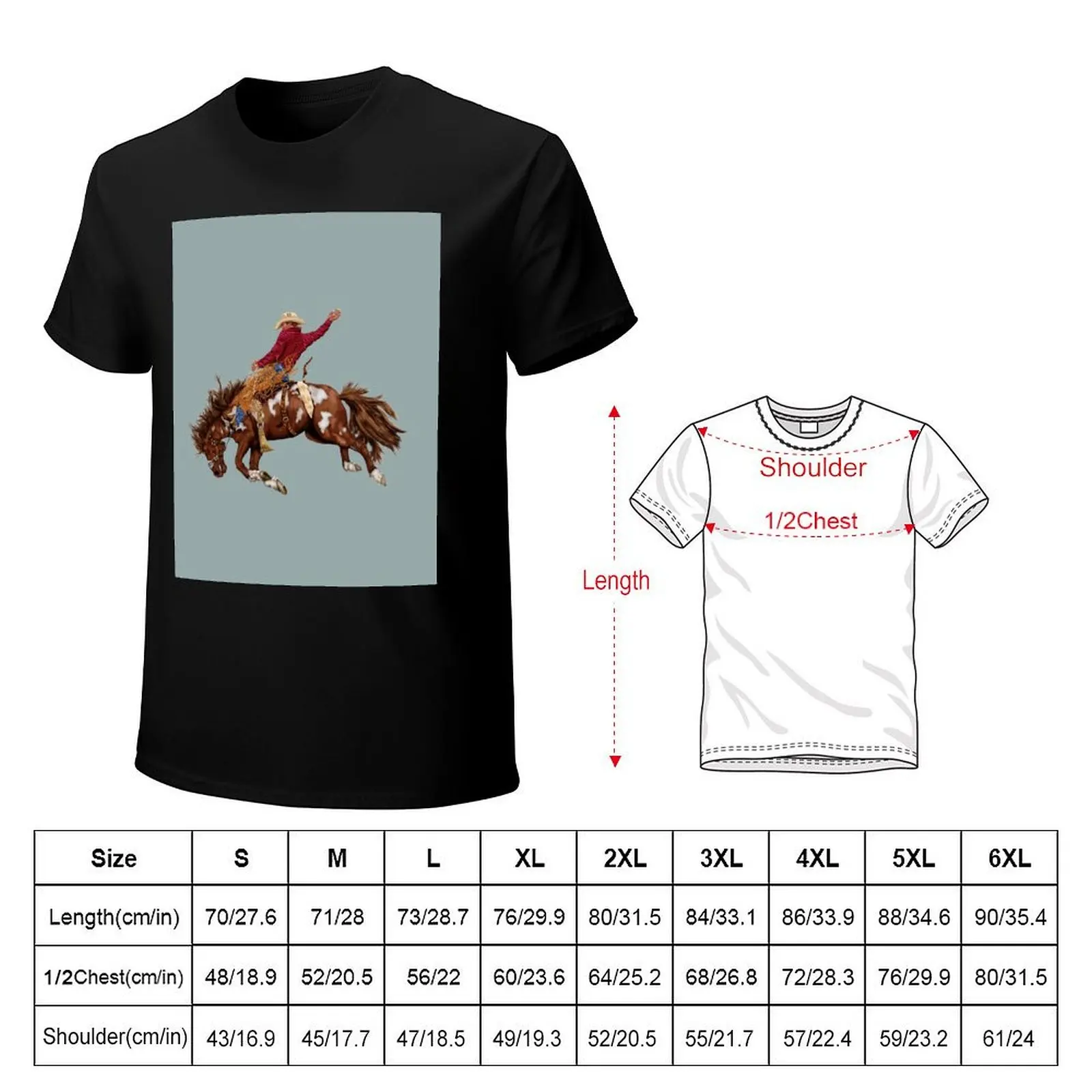 Vintage rodeo cowboy T-Shirt boys animal print cotton graphic tees quick-drying shirts men graphic
