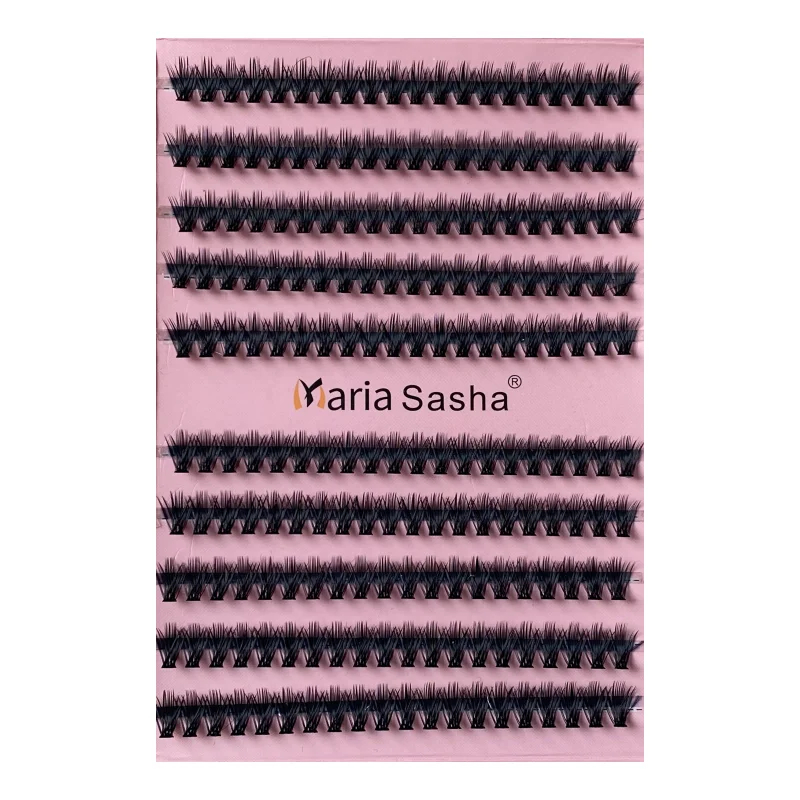 MARIA Sasha Zestaw do samodzielnego przedłużania rzęs, pojedyncze rzęsy, mieszanka kępek, 10 rzędów kępek rzęs z klejem i akcesoriami do rzęs
