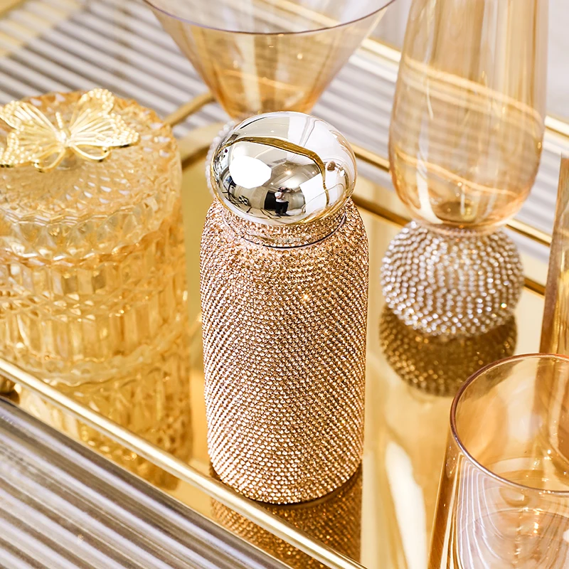 

LIVETAI Stylish Rhinestone Insulated Tumbler, Portable Coffee Cup Small Travel Tea Mug, Cute Thermos for Hot/Cold Drinks