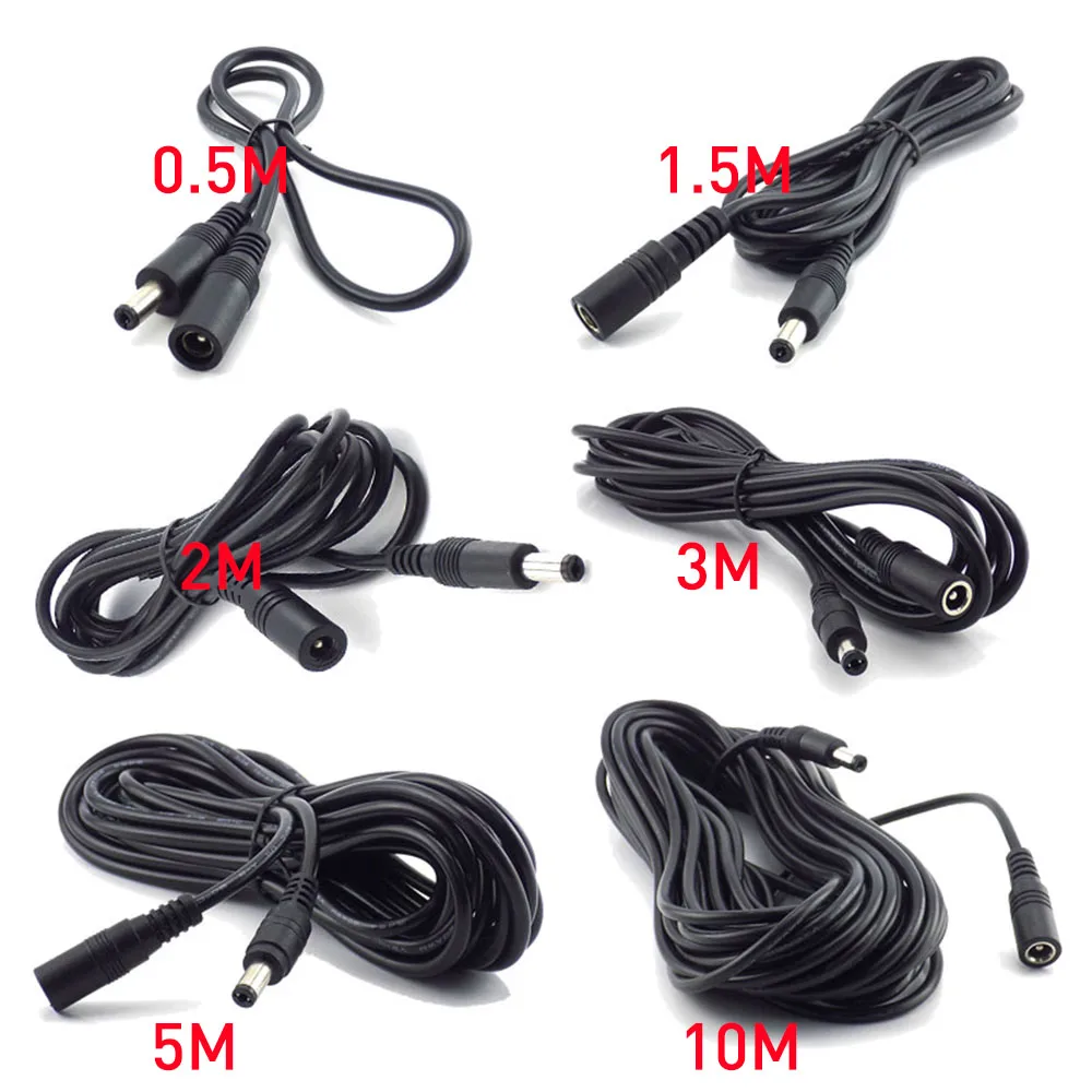 Female to Male Plug CCTV DC Power Cable Extension Cord Adapter 12V Power Cords 5.5mmx2.1mm For Camera Power Extension Cord