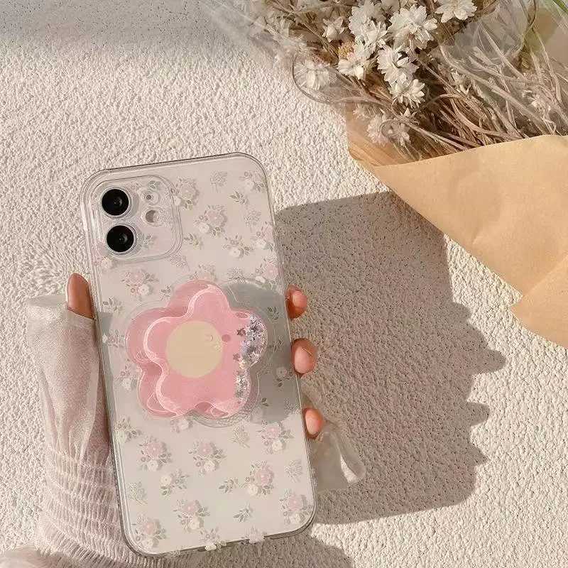 3D INS Flower Bracket Case for Samsung Galaxy S25 S24 S23 Ultra S22 Plus S25Ultra 5G S24FE A55 A54 A34 A35 A15 A16 A52 A53 Cover