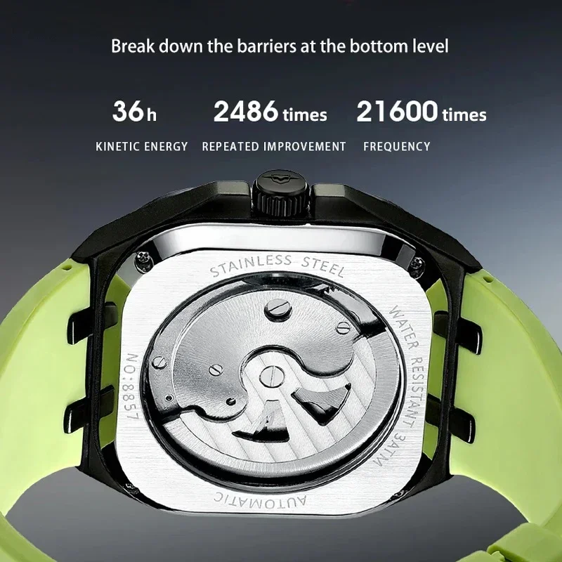 New AI LANG High-End Double Skeleton Mechanical Automatic Tourbillon Watch Sports Silicone Strap Waterproof Mens Wristwatch 2026