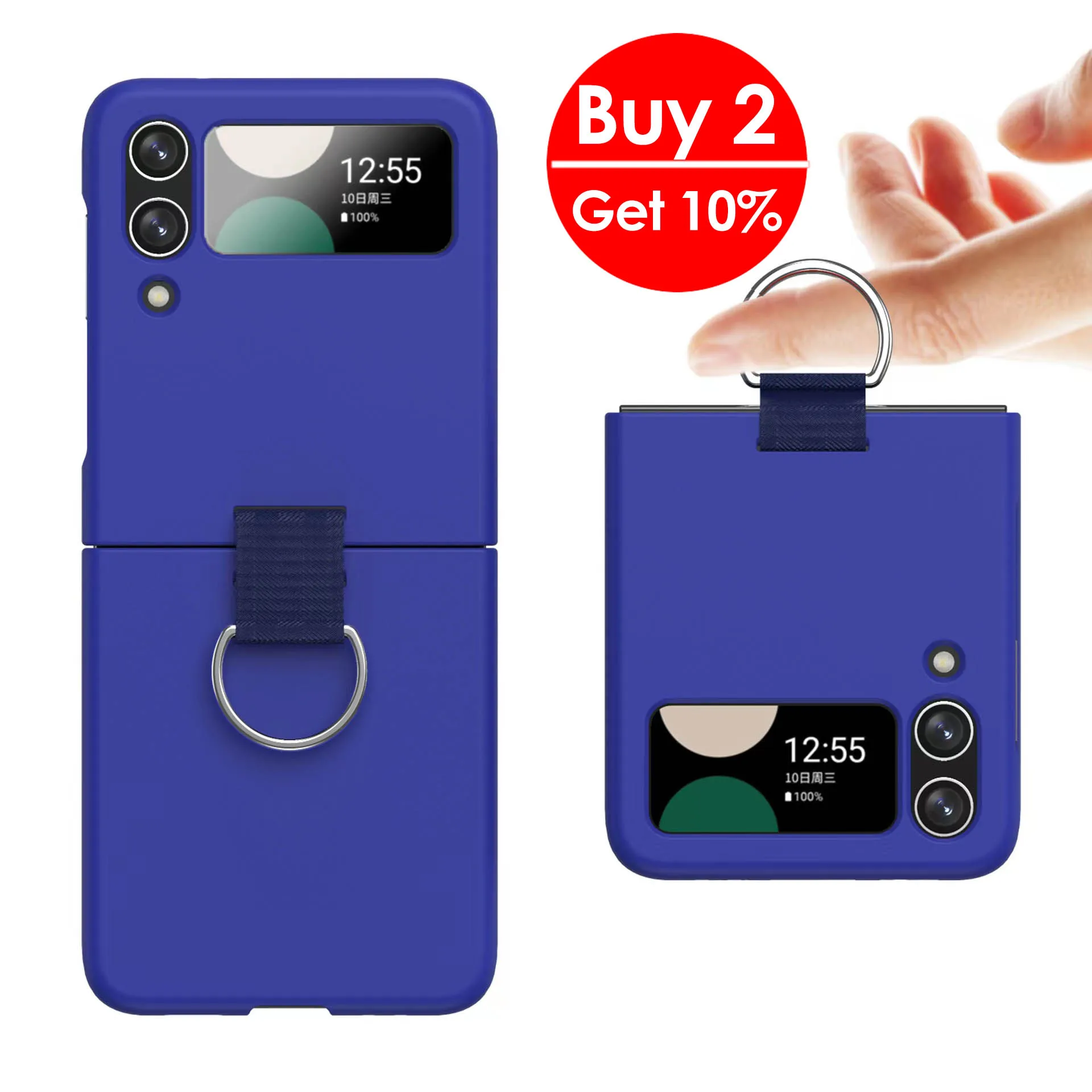 Luxury Matte PC Armor Finger Ring Grip Case For Samsung Galaxy Z Flip ZFlip 7 6 5 4 3 Zflip6 Zflip5 Zflip4 Zflip3 Candy Funda