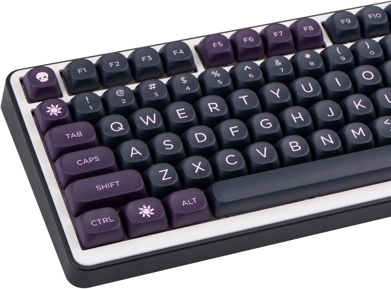 

Комплект PBT-кейкапов (126 клавиш), черно-фиолетовые, с 5-сторонней сублимационной печатью, для клавиатур с переключателями Cherry