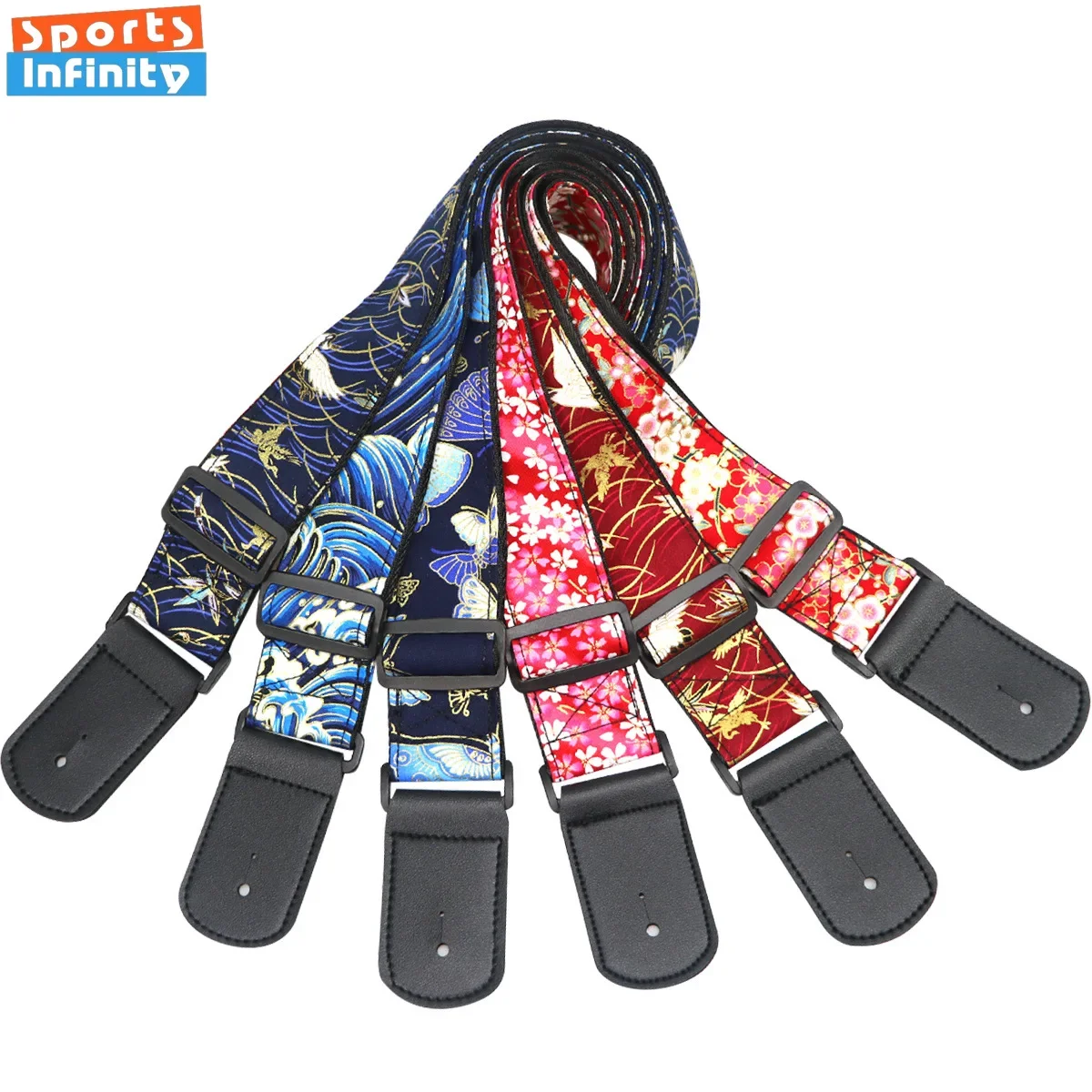 Personalized Printed Folk Wood Electric Guitar Strap Widened and Thickened Bass Guitar Universal Strap Guitar Accessories