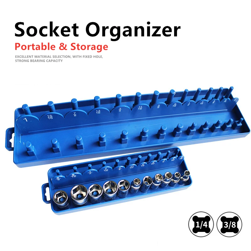 

Органайзер для хранения метрических торцевых ключей 1/4 дюйма, 3/8 дюйма, 1/2 дюйма, пластиковый лоток для торцевых ключей, держатель для хранения торцевых ключей