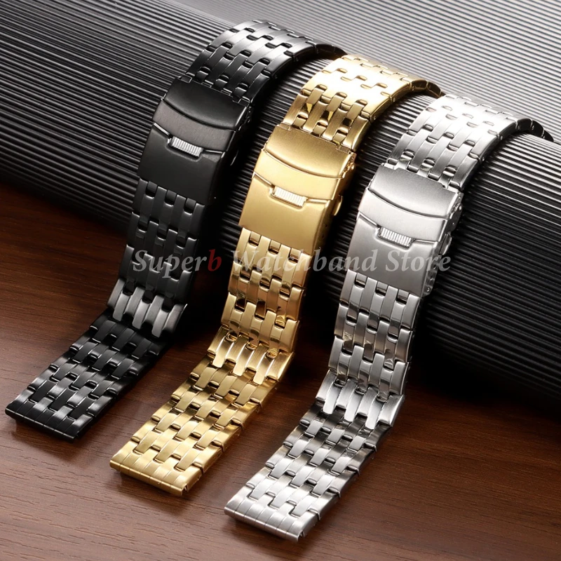 20mm 22mm pulseira de relógio de aço inoxidável para omega fivela dobrável pulseira de metal para seiko masculino feminino esporte ouro pulseira