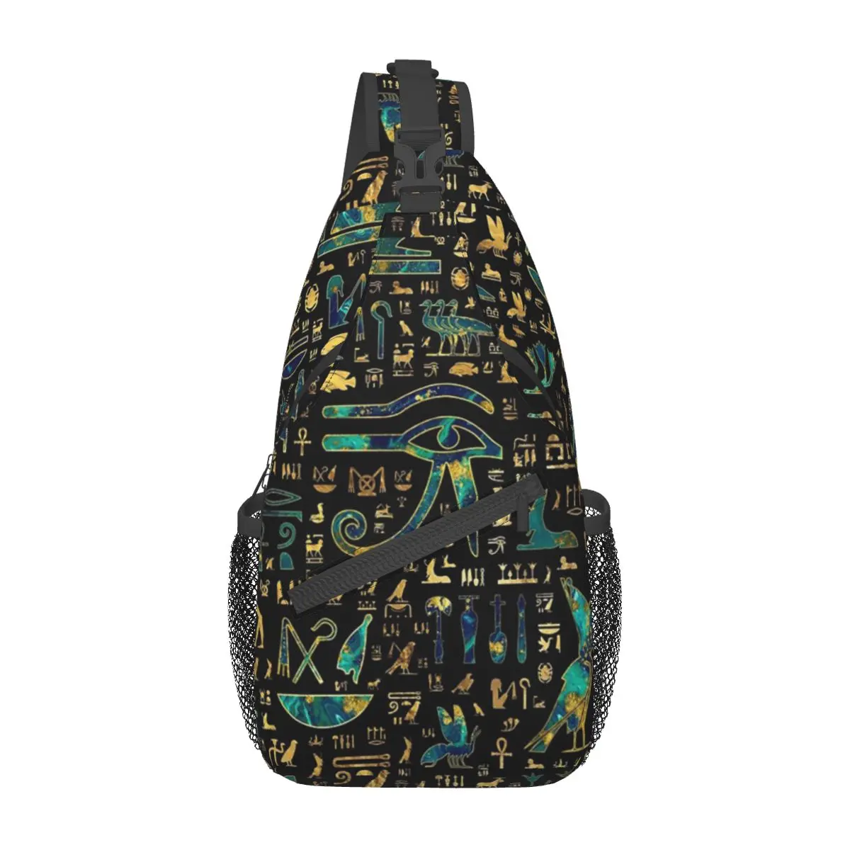 Egyptian Hieroglyphs Crossbody Sling Bag Chest Bag Egypt Eye of Horus Shoulder Backpack Daypack for Hiking Travel Sports Bag