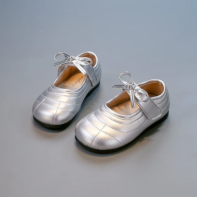 

Elegant Children Dress Leather Shoes New Soft Bottom Girls Simple Princess Flat Shoes Solid Color Kids Causal Shoes Hook Loop