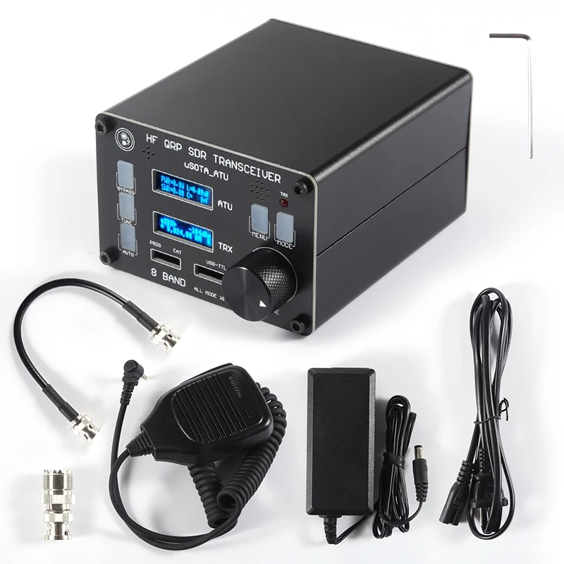 

USDX SDR Transceiver All Mode 8 Band HF Ham Radio QRP CW Transceiver Built-in ATU-100 Antenna Tuner Dual OLED