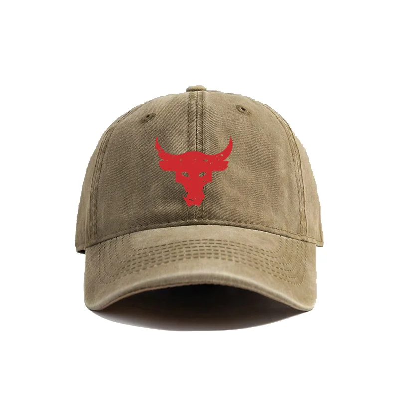 Dwayne Johnson Brahma Bull Baseball Cap Summer Distressed Dad Hats Men Outdoor Adjustable Cotton Caps MZ-440