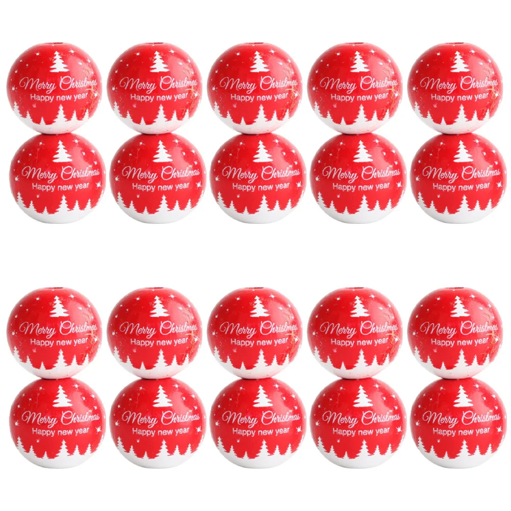 50 قطعة من الخرز الخشبي المستدير الفاخر، سطح أملس آمن لمشاريع DIY، ديكور عيد الميلاد، خرزات خشبية لعيد الميلاد، خرزة عيد الميلاد #3