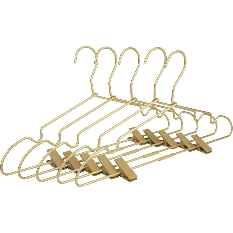 

Premium 16.5” Matte Gold Metal Clothes Clips Hangers, Heavy Duty Skirt Slack Hangers, 30 Pack