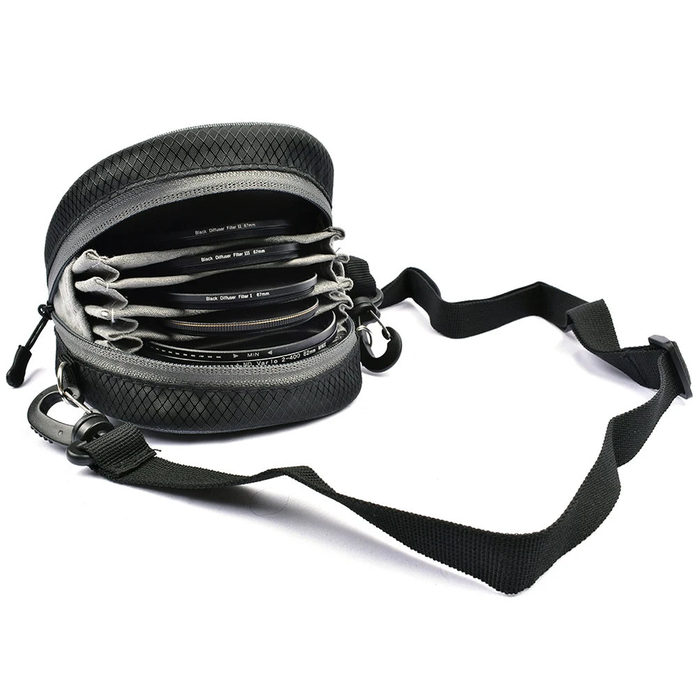 Lightdow Dustproof Camera Lens Filter Bag Filter Pouch Shoulder Case with Belt for Photography