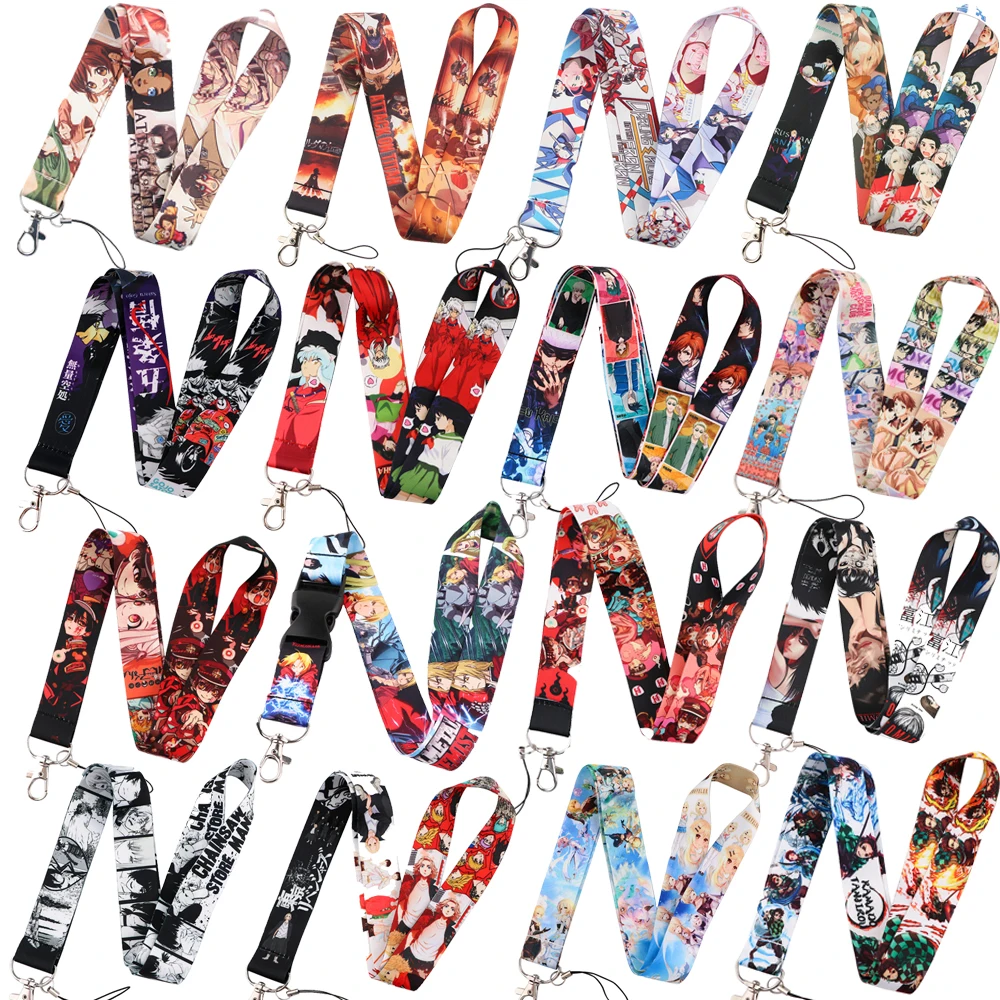 Cartoon Print Keychain Ribbon Lanyards for Keys ID Card Phone Charm Straps Hanging Rope Lariat Students Badge Holder Wholesale