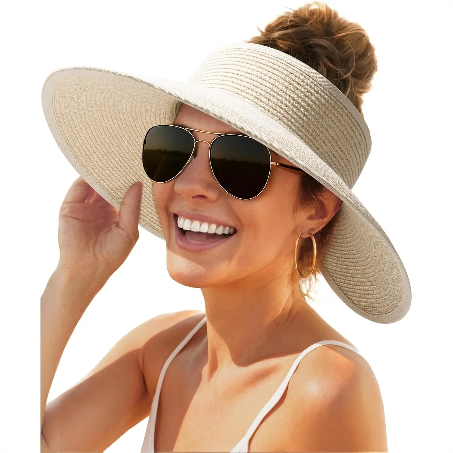 Women Wide Brim Straw Beach Hat for Summer Travel