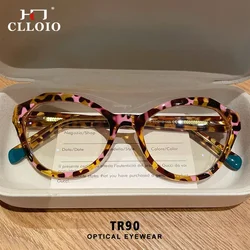 CLLOIO New Fashion Cat Eye Anti Blue Light Reading Glasses For Women Customizable Prescription Myopia Hyperopia Optical Eyewear