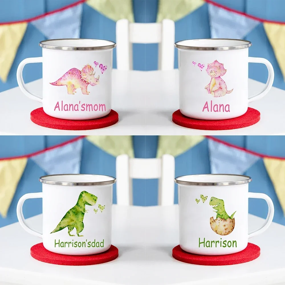 Personalized Dinosaur Print Kids Milk Cups Parents Custom Name Water Mug Home Decoration Birthday Xmas New Year Gift To Children