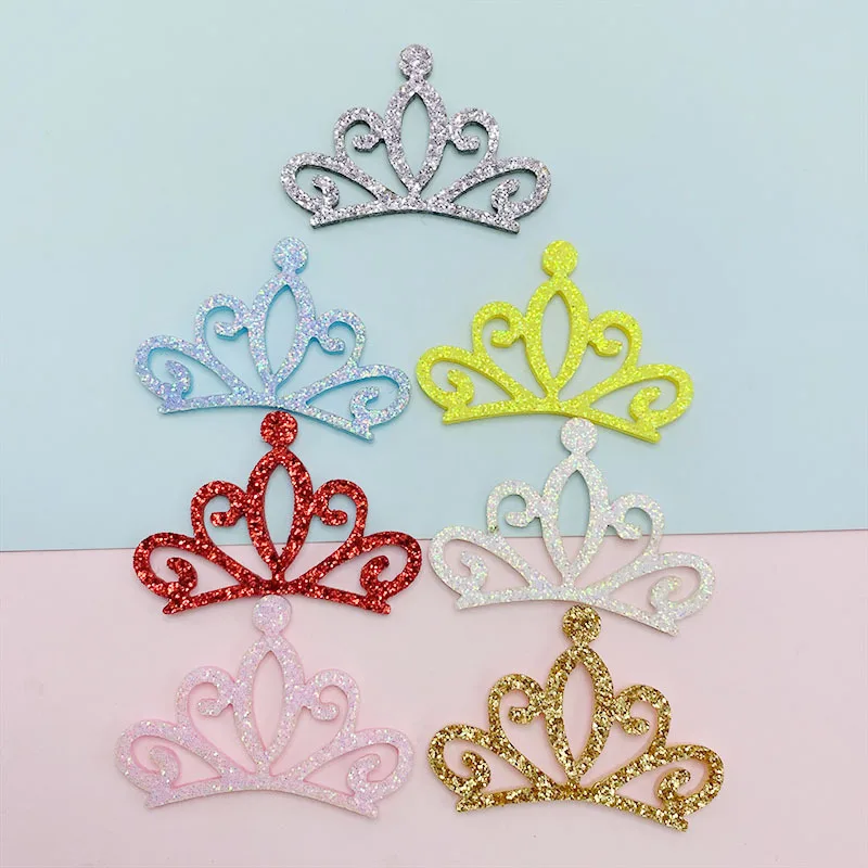 42Pcs/LOT 5*3.3CM Laser Cutting Shiny Crown Shape Padded Appliques For DIY Headwear Hair Clips Decor Clothes Hat Shoes Patches