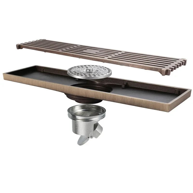 Stainless steel strip long floor drain, bathroom large displacement deodorant floor drain