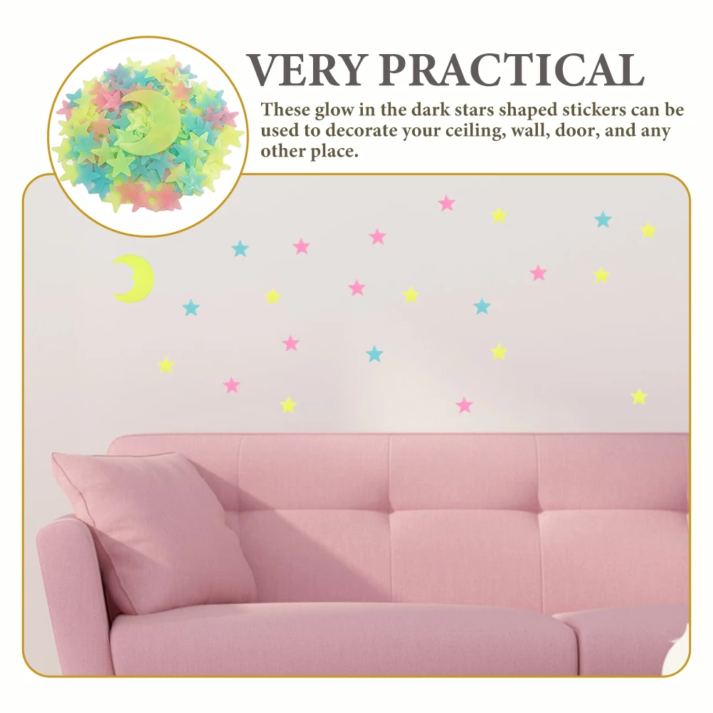 

202Pcs Glow in The Dark Stars Stickers Luminous Moon Wall Decals Nursery Kids Bedroom Ceiling Glow in The Dark Stars Stickers
