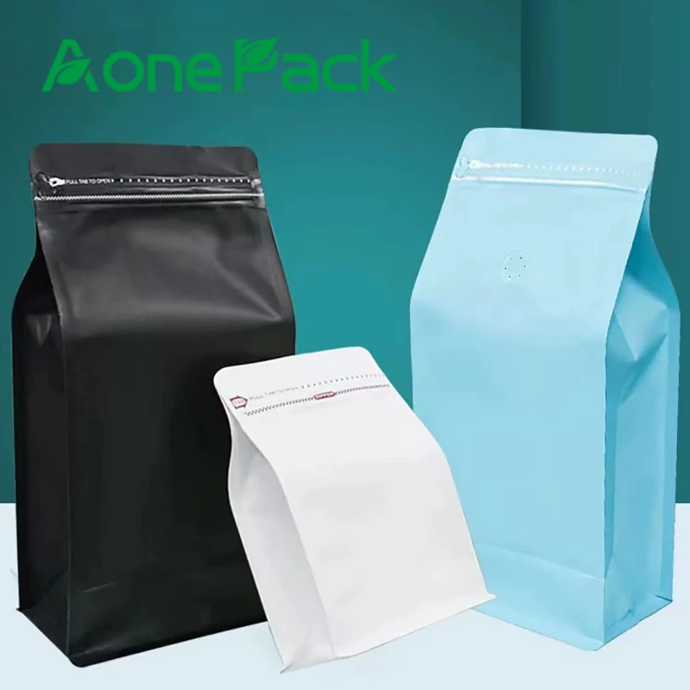 

50pcs Coffee Bean Pretein Powder with Valve 100g 250g 500g 1kg Ziplock Pouches Flat Bottom Snack Plastic Food Storage Bags