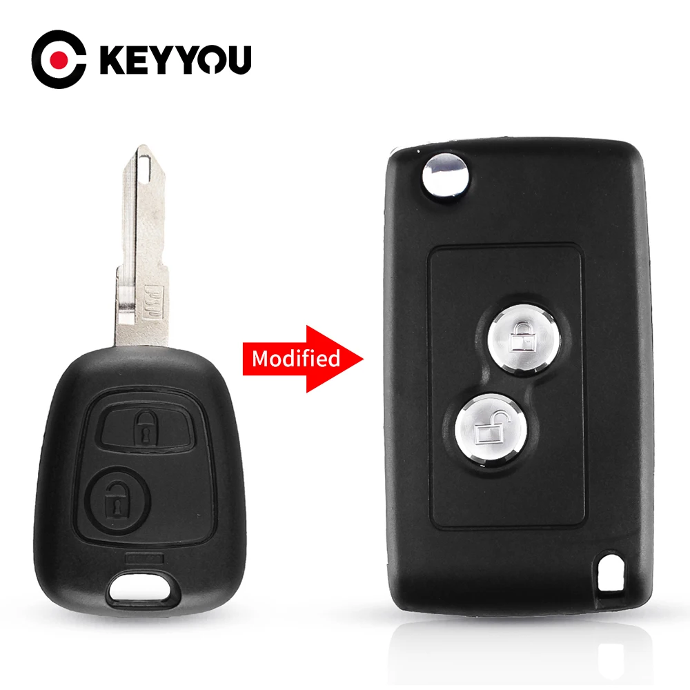 KEYYOU custodia per accessori per auto remota a 2 pulsanti modificata per Peugeot 206 207 306 406 per Citroen NE73 custodia per chiave a lama