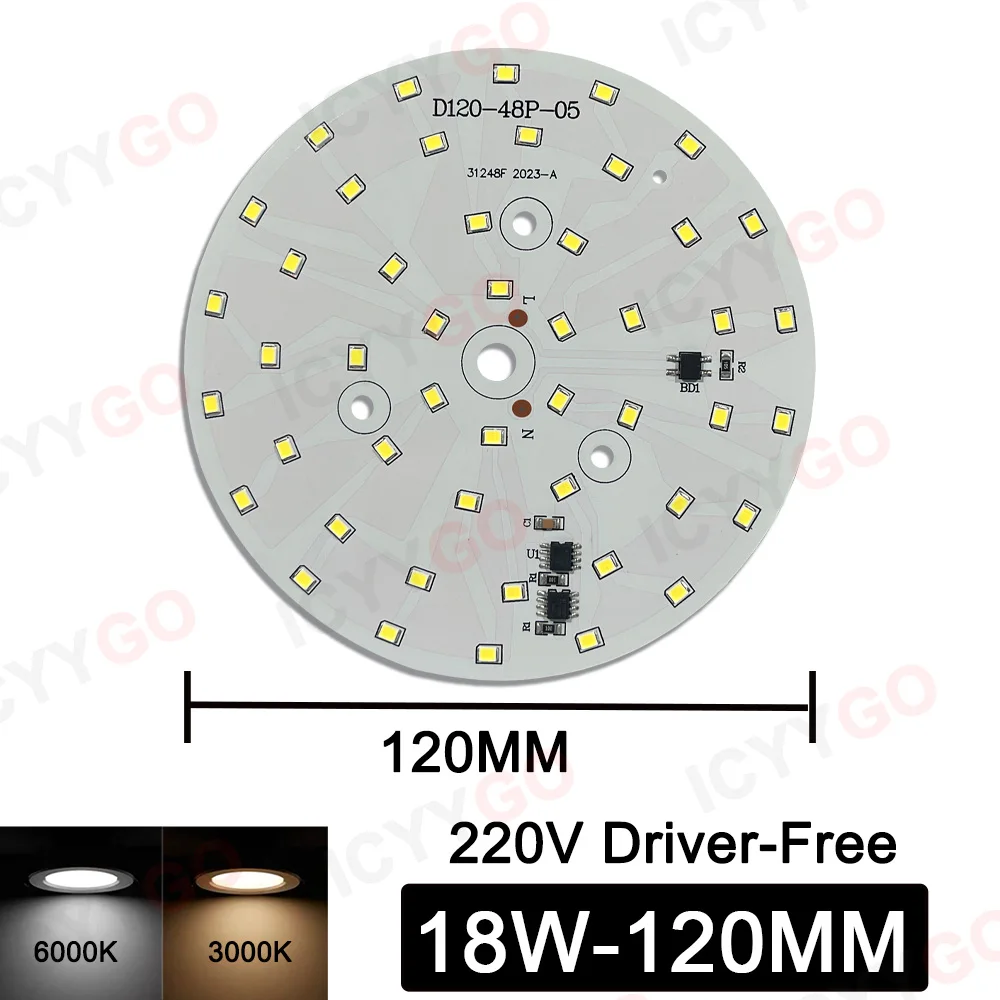 LED Chip 3W 5W 7W 9W 12W 15W 18W SMD 2835 AC 220V Driver-Free DIY Suitable For LED Downlight Cold/warm White Lighting Spotlight